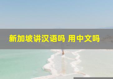 新加坡讲汉语吗 用中文吗